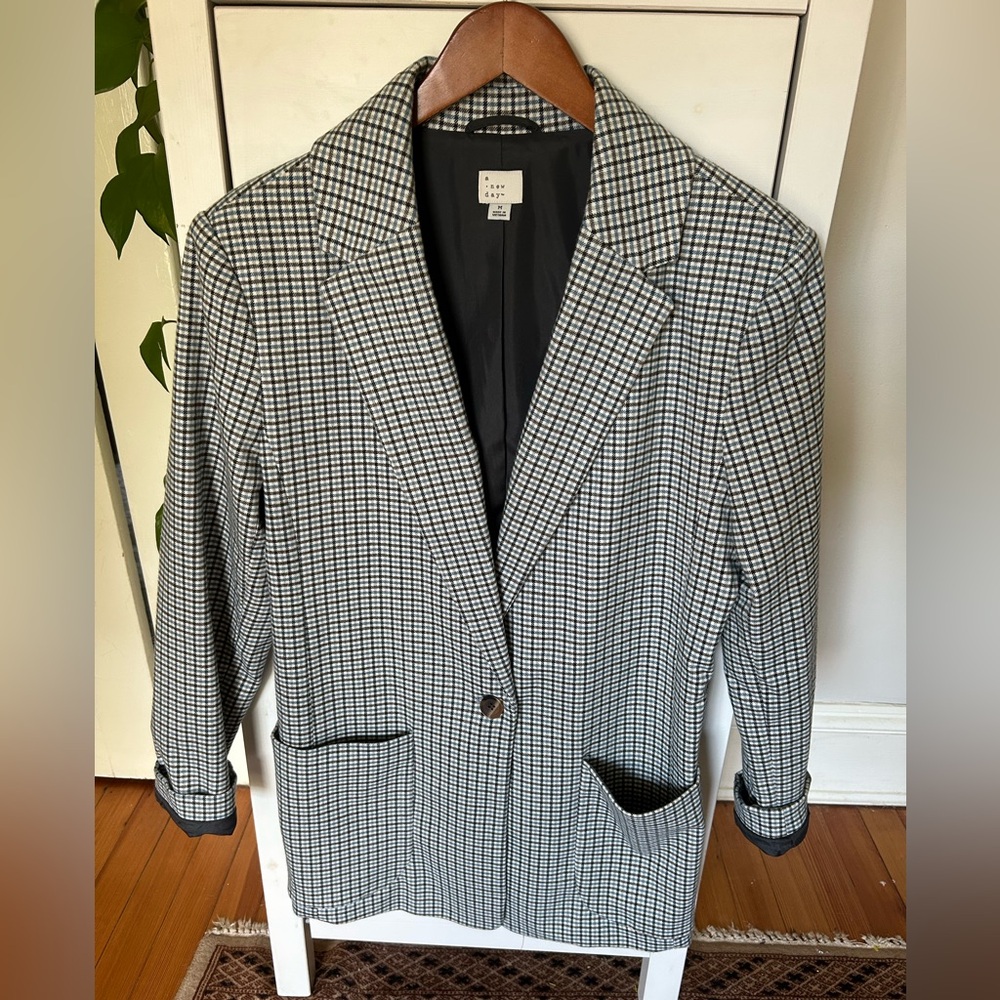 Target A New Day women’s oversized tweed plaid blazer size medium pockets